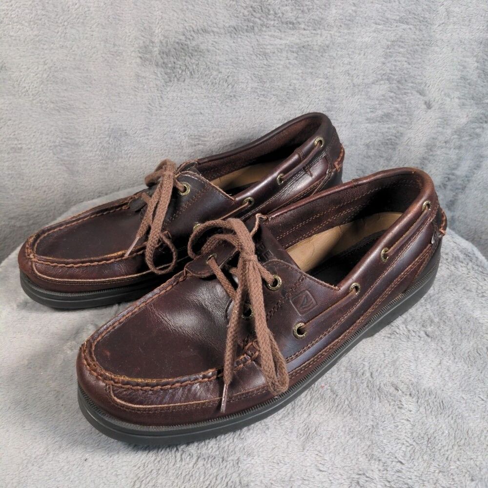 Sperry Top-Sider Boat Shoes 9 Brown Leather Nautical Casual Preppy Non Marking